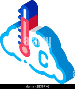 Abbildung des isometrischen Symbolvektors Temperaturwolke Stock Vektor