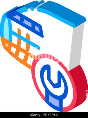 Isometrische Symbolvektordarstellung des Schraubenschlüssels für die Ebenenfixierung Stock Vektor