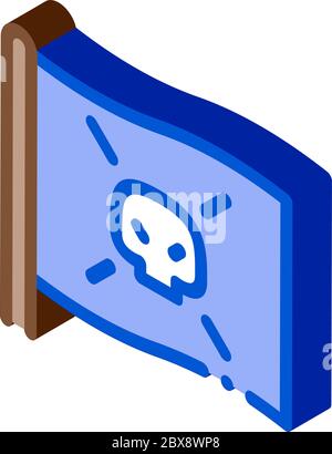 Pirate Flag isometrische Symbol Vektor-Illustration Stock Vektor