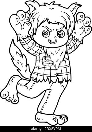 Malbuch für Kinder, Werwolf Stock Vektor