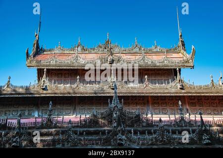 Shwenandaw Kyaung Tempel oder Golden Palace Kloster in Mandalay, Myanmar, ehemalige Burma Stockfoto