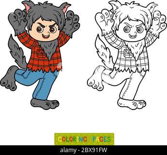 Malbuch für Kinder, Werwolf Stock Vektor