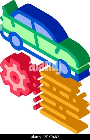 Car Feature Getriebe isometrische Symbol Vektor-Illustration Stock Vektor