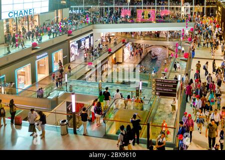 Innenansicht der Shoppes in Marina Bay Sands, Singapur, Stockfoto