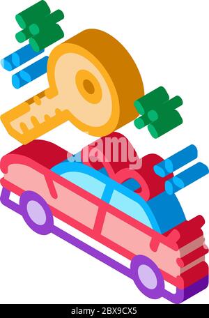 Geschenk Auto isometrische Symbol Vektor-Illustration Stock Vektor