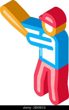 Baseball Gamer isometrische Symbol Vektor-Illustration Stock Vektor