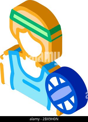 Frau Volleyball-Spieler isometrische Symbol Vektor-Illustration Stock Vektor