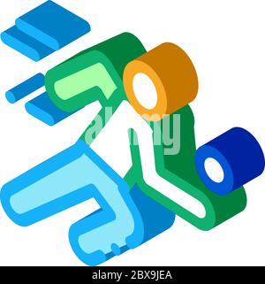 Volleyball-Spieler in Lauf isometrische Symbol Vektor-Illustration Stock Vektor