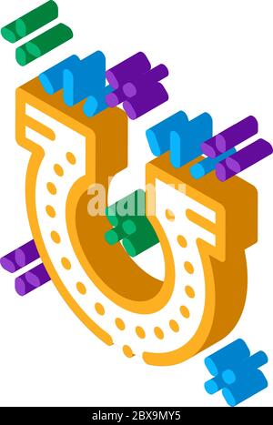 Hufeisen für viel Glück isometrische Symbol Vektor-Illustration Stock Vektor