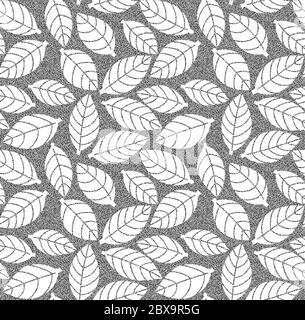 Florales Nahtloses Muster mit verschiedenen Blüten und Blättern. Schwarz-weiß Botanical Illustration handbemalt. Textildruck, Stoffmuster, Verpackung Stockfoto