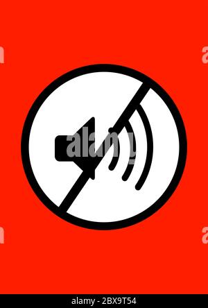 Audiolautsprecher mit schwarzem Streifenzeichen. Stock Vektor