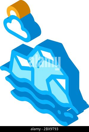 Eisberg im Meer isometrische Symbolvektordarstellung Stock Vektor