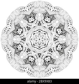 Hand gezeichnet zentangle kreisförmiges Ornament für Färbung Seite. Stock Vektor
