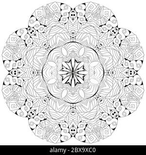 Hand gezeichnet zentangle kreisförmiges Ornament für Färbung Seite. Stock Vektor