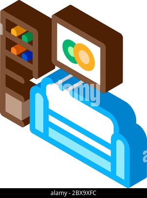 Wohnzimmer mit Bild isometrische Symbol Vektor-Illustration Stock Vektor