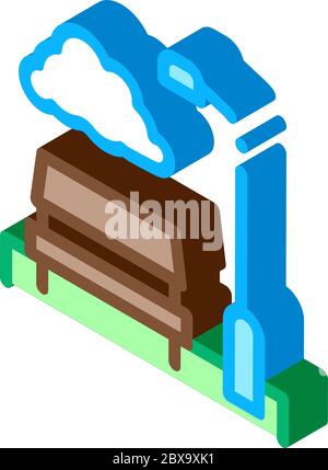 Park mit Bänken isometrische Symbol Vektor-Illustration Stock Vektor