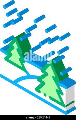 Nachtwald isometrische Symbol Vektor-Illustration Stock Vektor