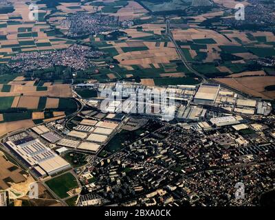 Bayerische Landschaft von einem Propellerflugzeug aus gesehen Stockfoto