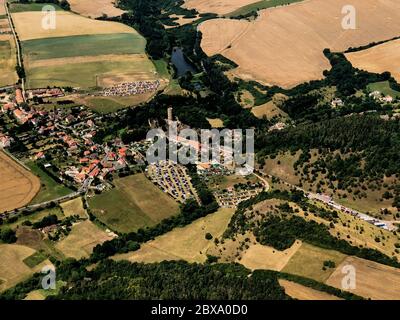 Bayerische Landschaft von einem Propellerflugzeug aus gesehen Stockfoto