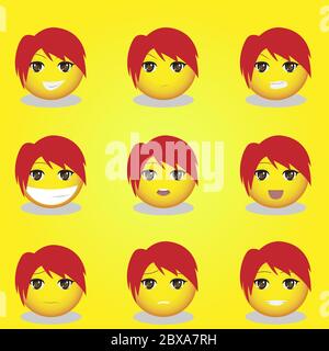 Niedlicher Mann Anime Emoticons Set-02 Stock Vektor