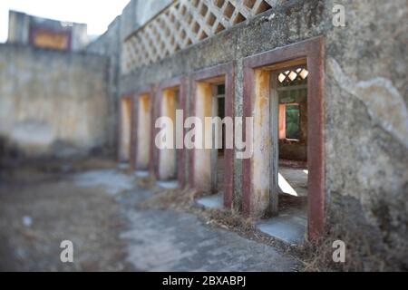 Italienische Sanatoriumsruinen in Eleousa, Rhodos Stockfoto