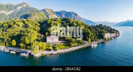 Villa Carlotta - Comer See (IT) - Tremezzina - Luftaufnahme der Villa und des Parks Stockfoto