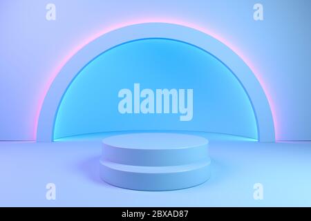 Einfache abstrakte Mockup geometrische Podium, minimalistische Komposition von Formen und Volumen für Display-Stand in pastellblau Farbe, 3d-Rendering. Stockfoto