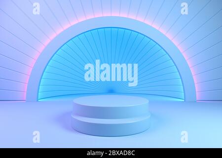 Einfache abstrakte Mockup geometrische Podium, minimalistische Komposition von Formen und Volumen für Display-Stand in pastellblau Farbe, 3d-Rendering. Stockfoto