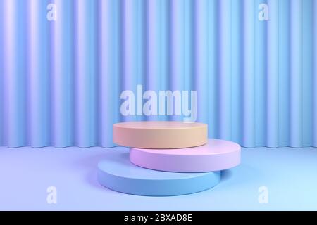 Einfache abstrakte Mockup von geometrischen Podium, minimalistische Komposition von Formen und Volumen für Display-Stand in Pastellfarben, 3d-Rendering. Stockfoto