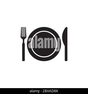 Gabelmesser Platte Icon Vektor auf weißem Hintergrund Stock Vektor