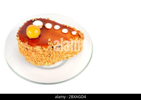 Schokolade Cupcakes auf weißem Hintergrund isoliert. Flach liegend, Draufsicht. Freier Platz für Text. Stockfoto