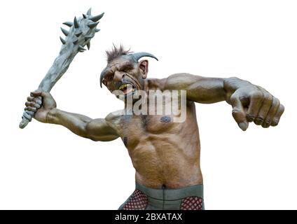 troll ist bereit, Krieg Nahaufnahme, 3d-Illustration Stockfoto