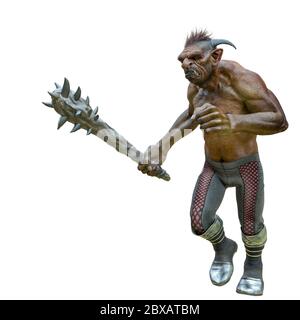 troll Walking for war, 3d-Illustration Stockfoto