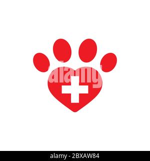 Animal Footprint Herzpflege Hilfe Symbol Design Vektor Stock Vektor