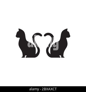 Zwei Katzen Symbol Vektor isoliert auf weißem Hintergrund Stock Vektor