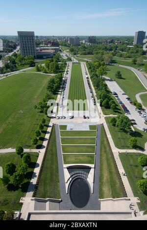 Eine Vogelperspektive auf das National World war 1 Museum und Memorial Park in Oklahoma City Stockfoto