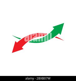 Rote und grüne Pfeile Symbol Design Vektor Illustration Stock Vektor