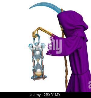Engel des Todes in der Zeit ist oben Seitenansicht, 3d-Illustration Stockfoto