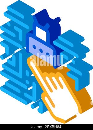 Hand Touch Chip isometrische Symbol Vektor-Illustration Stock Vektor