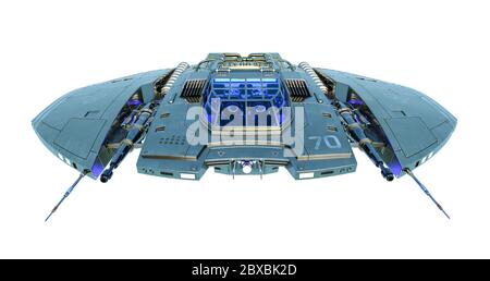 Raumschiff Frontansicht. Dieses Alien-Flugzeug ist sehr nützlich für alle Ihre Raum Grafik-Design-Kreationen, 3d-Illustration Stockfoto