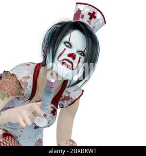 Krankenschwester halloween ist glücklich. Dieser Vintage-Dame Alptraum in Clipping Pfad ist sehr nützlich für Grafik-Design-Kreationen, 3d-Illustration Stockfoto
