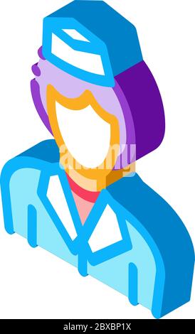 Stewardess Frau Silhouette isometrische Symbol Vektor-Illustration Stock Vektor