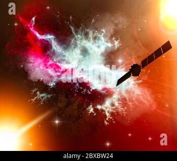 Nebel, Weltraum, Galaxien Geburt der Sterne. Weltraumforschung. Neue Welten erforschen. Die Schöpfung des Universums, der Urknall. Deep Space Satellite Stockfoto
