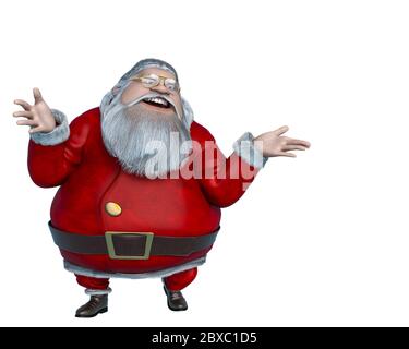 weihnachtsmann Cartoon lachen. Dieser alte Kerl in Clipping Pfad ist sehr nützlich für grafische Design-Kreationen, 3d-Illustration Stockfoto
