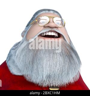 weihnachtsmann Cartoon lachende Porträt. Dieser alte Kerl in Clipping Pfad ist sehr nützlich für grafische Design-Kreationen, 3d-Illustration Stockfoto