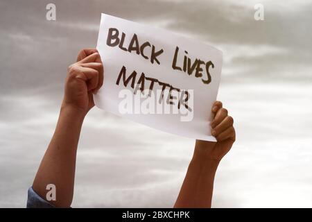 Schwarze Leben Materie, Kampf gegen Rassismus, Protest-Konzept Stockfoto