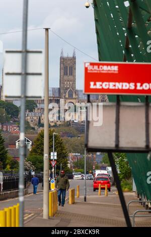 Lincoln City Football Ground, Sincil Bank. FC Erbaut 1895. Wohngebiet der Stadt. Englischer Fußballverein, gegründet 1884, Imps, Stockfoto