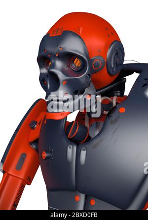 Apokalyptischer Roboter. Dieser apokalyptische Roboter wird etwas Action bei Ihren Kreationen, 3d-Illustration setzen Stockfoto