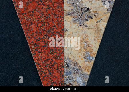 Vier verschiedene Marmor Texturen, Stein Hintergrund Stockfoto