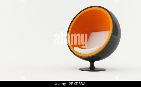 3D-Wiedergabe eines modernen Art-Deco-Kugelsessels mit Drehgestell Stockfoto